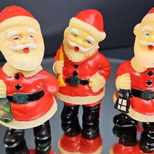 Vintage Christmas Santa Mold Ornaments Made In Japan Rare Collectable Set Of 3
